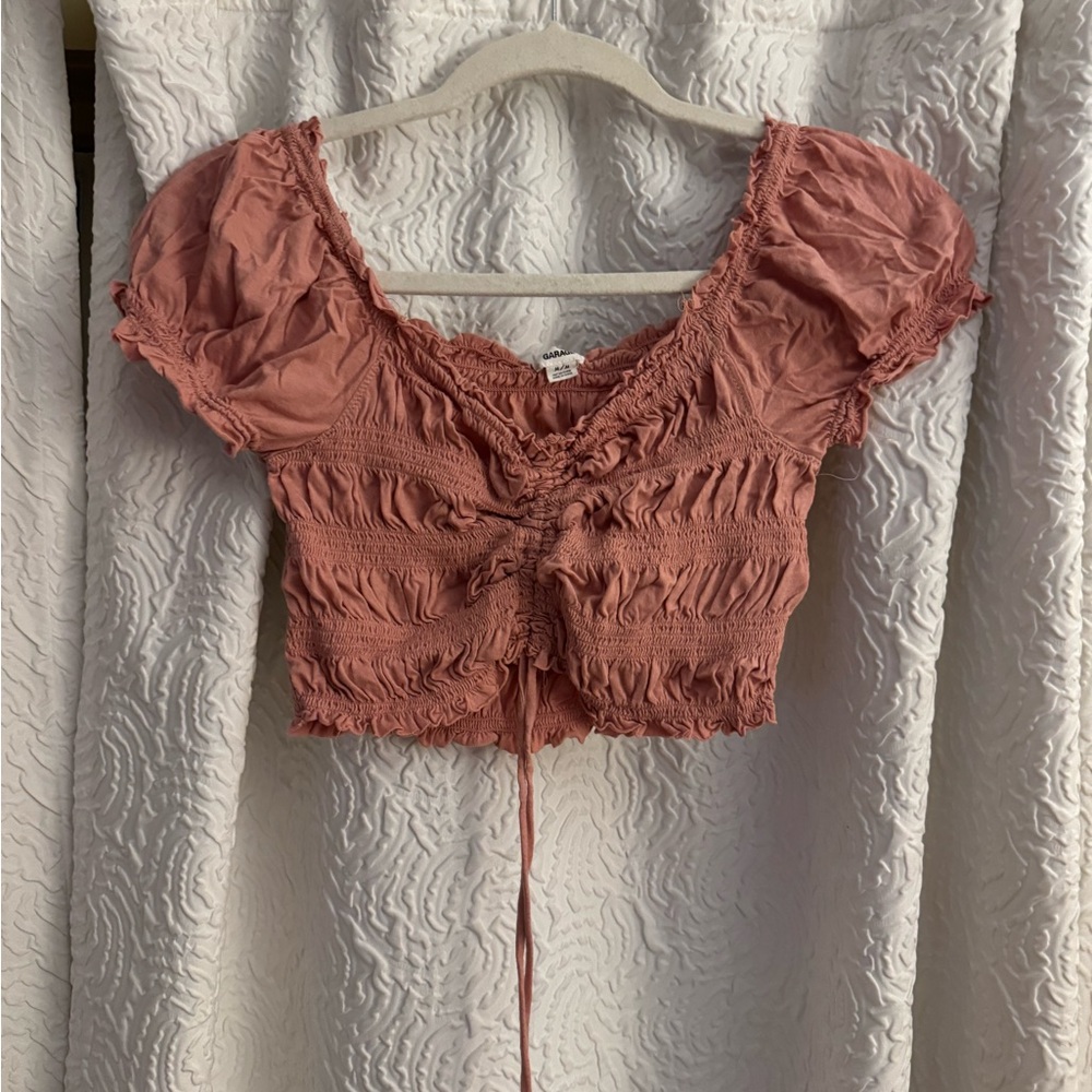 Garage Dusty Rose Ruched Crop Top